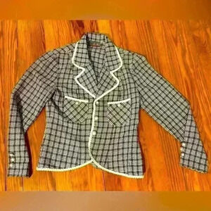 Veronica Beard Inspired Navy Plaid Blazer By New York Style Sz 10 NWOT